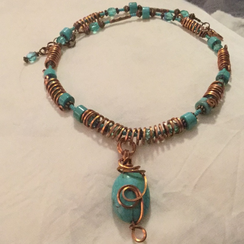 Handmade copper and turquoise jewelry